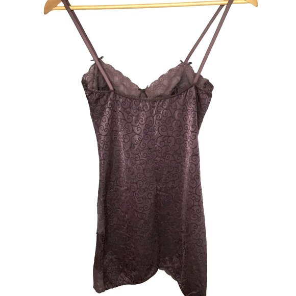 Infiore Italian Women Lingerie Taupe Lace-Trim Satin Slip Dress Lingerie 4 - Picture 2 of 10